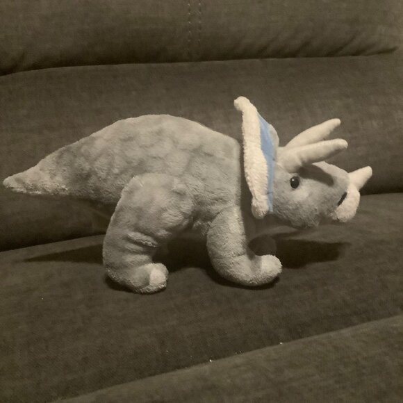 Wild Republic Triceratops Dinosaur Plush Toy 11”x6” Gray & Blue Stuffed Animal - Picture 1 of 7